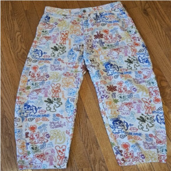Krush Kandy Graffiti Jeans –Streetwear Art Statement –Stylized Cartoon–Size L - Picture 1 of 9